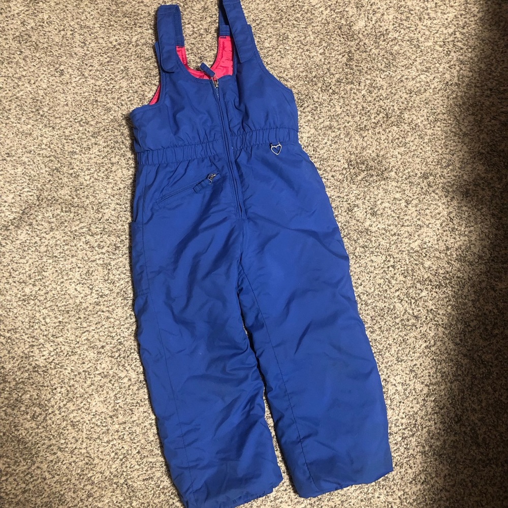 Obermeyer Blue and Pink Kids Snoverall bibs